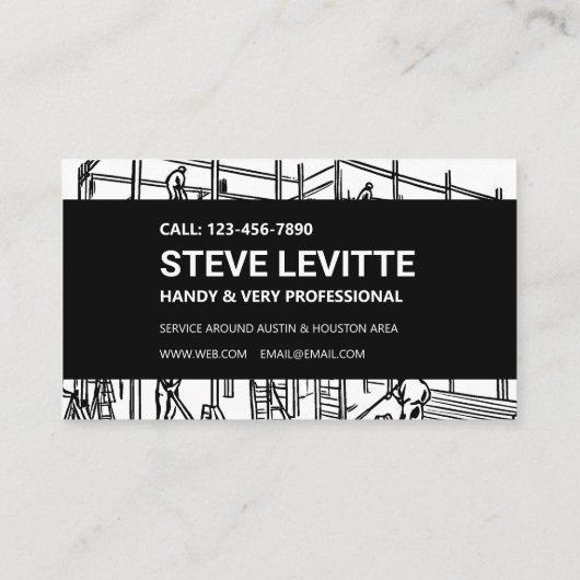 Zwart-wit steigerconstructie visitekaartje (Achterkant)