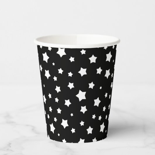 Zwart-wit stertonpatroon papieren bekers (Links)