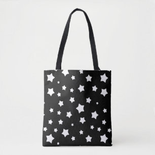 Zwart-wit stertonpatroon tote bag
