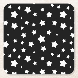 Zwart-wit stertonpatroon vierkante kartonnen onderzetter