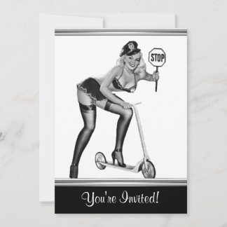 Zwart & Wit Stijl Pin-Up Meisje 1 Kaart