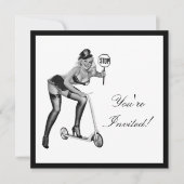 Zwart-wit stijlpop-upmeisje 1 kaart (Voorkant)