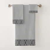 Zwart-wit Stijlvol geometrisch Lijst op grijs Bad Handdoek (Insitu)