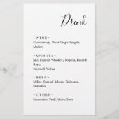 Zwart-wit. Stijlvol minimalistisch trouwmenu (Voorkant)