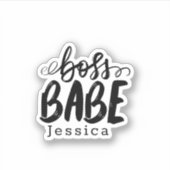 Zwart-wit Stijlvolle Baas Babe Monogram Sticker (Voorkant)