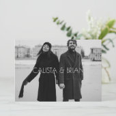 Zwart-wit stijlvolle foto bruiloft kaart (Staand voorkant)