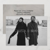 Zwart-wit stijlvolle foto bruiloft kaart (Voorkant / Achterkant)