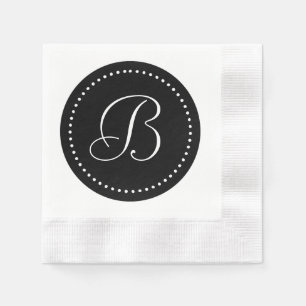 Zwart/wit Stip Monogram Servetten