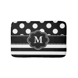 Zwart wit Stip Stripe monogram Badmat