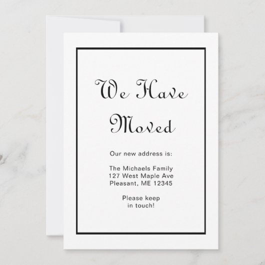 Zwart-wit Stippen Adreswijziging Aankondiging (Voorkant)
