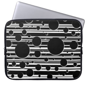 Zwart-wit Stippen en Strepen Laptop Sleeve