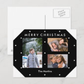 Zwart-wit Stippen Fotocollage Kerst Briefkaart (Voorkant / Achterkant)