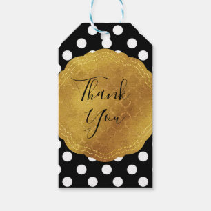 Zwart & Wit Stippen Goud Glam Feestje Cadeaulabel