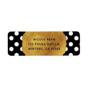 Zwart & Wit Stippen Goud Glam Feestje Etiket