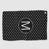 Zwart-wit Stippen Monogram Golfhanddoek (Horizontaal)