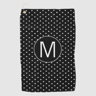 Zwart-wit Stippen Monogram Golfhanddoek
