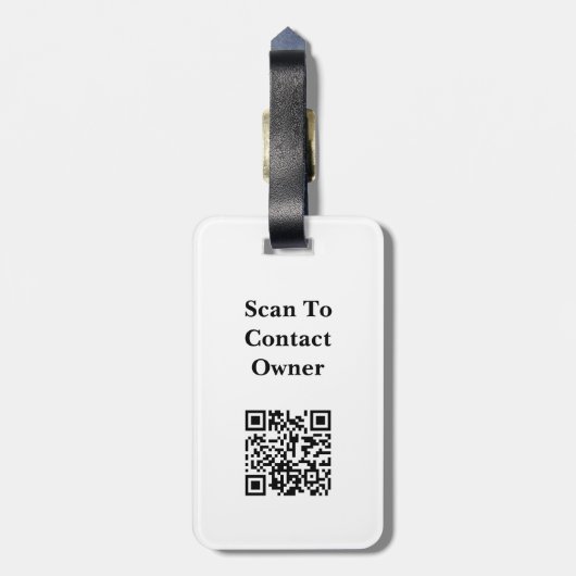 Zwart-wit Stippen Patroon Monogram QR-code Bagagelabel (Achterkant verticaal)
