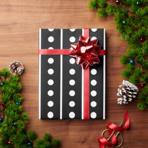 Zwart wit Stippen Strepen Cadeaupapier