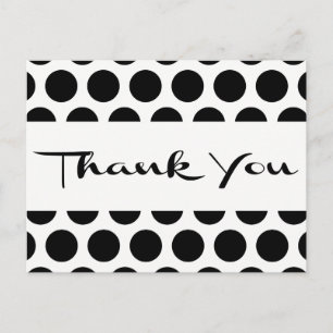 Zwart-wit Stippen Thank You Briefkaart