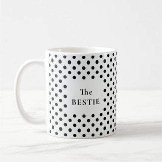Zwart-Wit Stippenpatroon De BESTIE Koffiemok