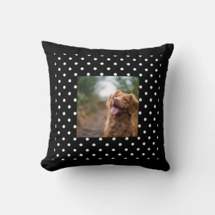 Zwart-wit stippenpatroon Hond foto Kussen