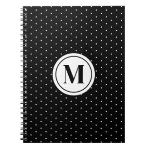 Zwart-wit Stippenpatroon Monogram Notitieboek