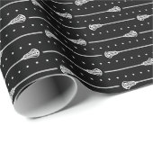 Zwart Wit Stokken en stippellijnen Patroon Cadeaupapier (Rol Hoek)