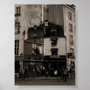 Zwart-wit straatfotografie in Parijs Poster