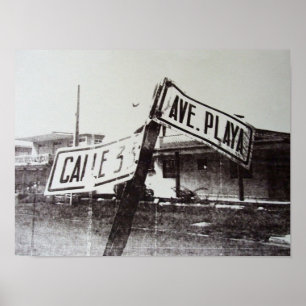 Zwart-wit straatteken poster