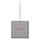 Zwart wit stralend patroon Thunder_Cove Kubus Ornament (Rechts)