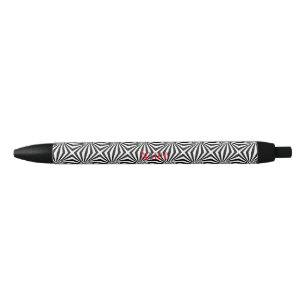 Zwart wit stralend patroon Thunder_Cove Zwarte Inkt Pen