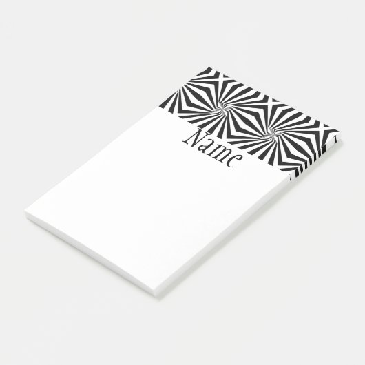 Zwart wit stralingspatroon Thunder_Cove r Post-it® Notes (Schuin)