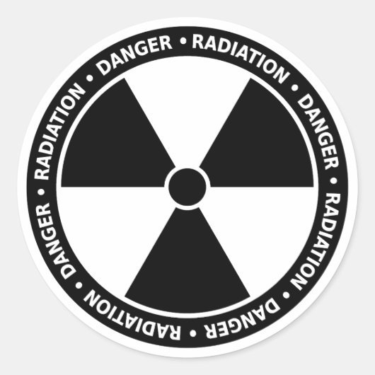 Zwart-wit stralingssymbool Sticker (Voorkant)