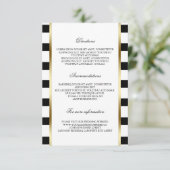 Zwart-wit streep bruiloft details informatie informatiekaartje (Staand voorkant)