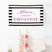 Zwart Wit Streep Fuchsia Moeder om te zijn | BABY  Spandoek (Insitu)