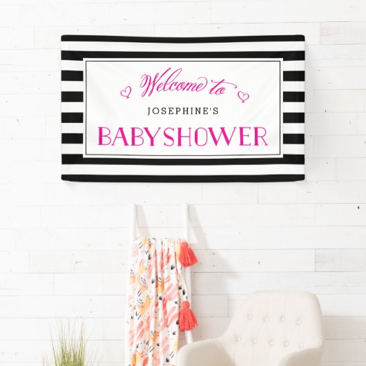 Zwart Wit Streep Fuchsia Moeder om te zijn | BABY  Spandoek (Insitu)