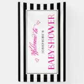 Zwart Wit Streep Fuchsia Moeder om te zijn | BABY  Spandoek (Verticaal)