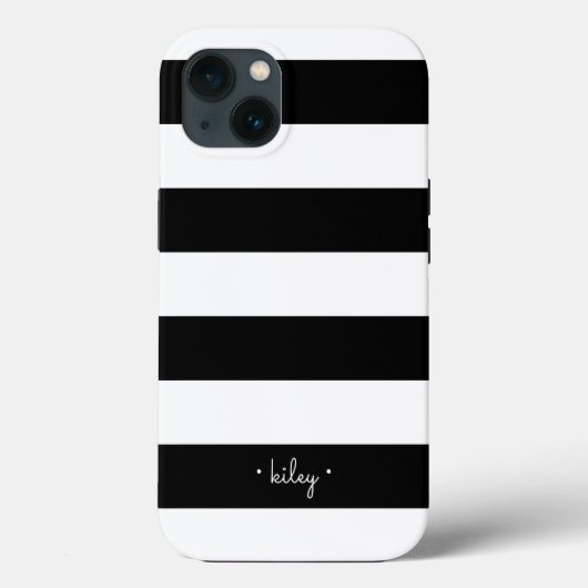 Zwart-wit streep gepersonaliseerd Case-Mate iPhone case (Achterkant)