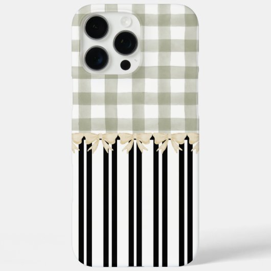 Zwart-wit streep Green Check Paris Inspired Case-Mate iPhone Case (Achterkant)