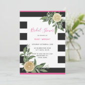 Zwart Wit Streep Lemon Roze Vrijgezellenfeest Kaart (Staand voorkant)