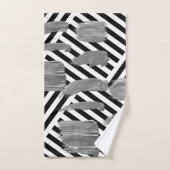 Zwart & Wit Streep Zilver Badkamer Handdoek Sets (Handdoek)