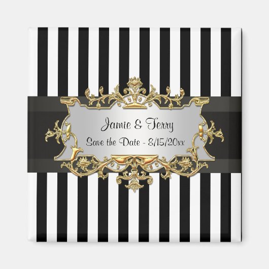 Zwart Wit Streep, Zwart Lint Sla de datum op Magneet (Voorkant)