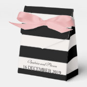 Zwart & Wit Strepen Bruiloft Favor Box Bedankdoosjes (Voorkant Zijde)