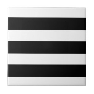 Zwart & Wit Strepen Gestreept Chic Modern Tegeltje