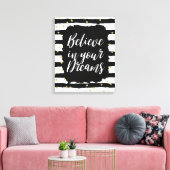 Zwart Wit Strepen Goud Sparkly Confetti Dromen Canvas Afdruk (Insitu (Woonkamer))