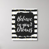 Zwart Wit Strepen Goud Sparkly Confetti Dromen Canvas Afdruk (Voorkant)