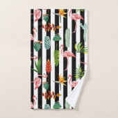  Zwart Wit Strepen met Flamingo Cactus Bad Handdoek (Handdoek)