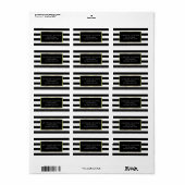Zwart & Wit Strepen met Goud Lijst Label (Full Sheet)