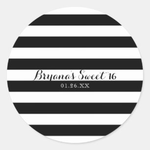 Zwart & Wit Strepen Modern Gestreepte Hulpstukken Ronde Sticker