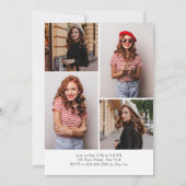 Zwart wit strepen Modern minimalistisch Afstuderen Kaart (Achterkant)